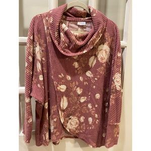 Dusty rose and cream floral Lularoe Kristen Sweater Size Medium